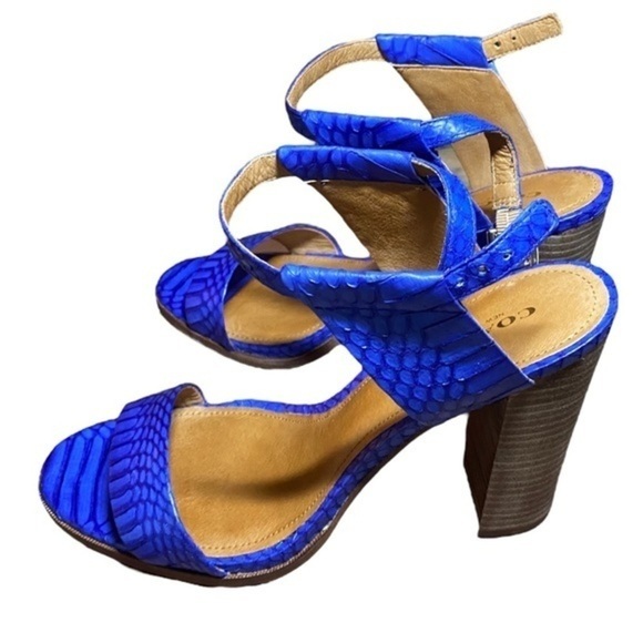 Coach Blue Leather High Heel Sandals Size 9.5 - Picture 1 of 8
